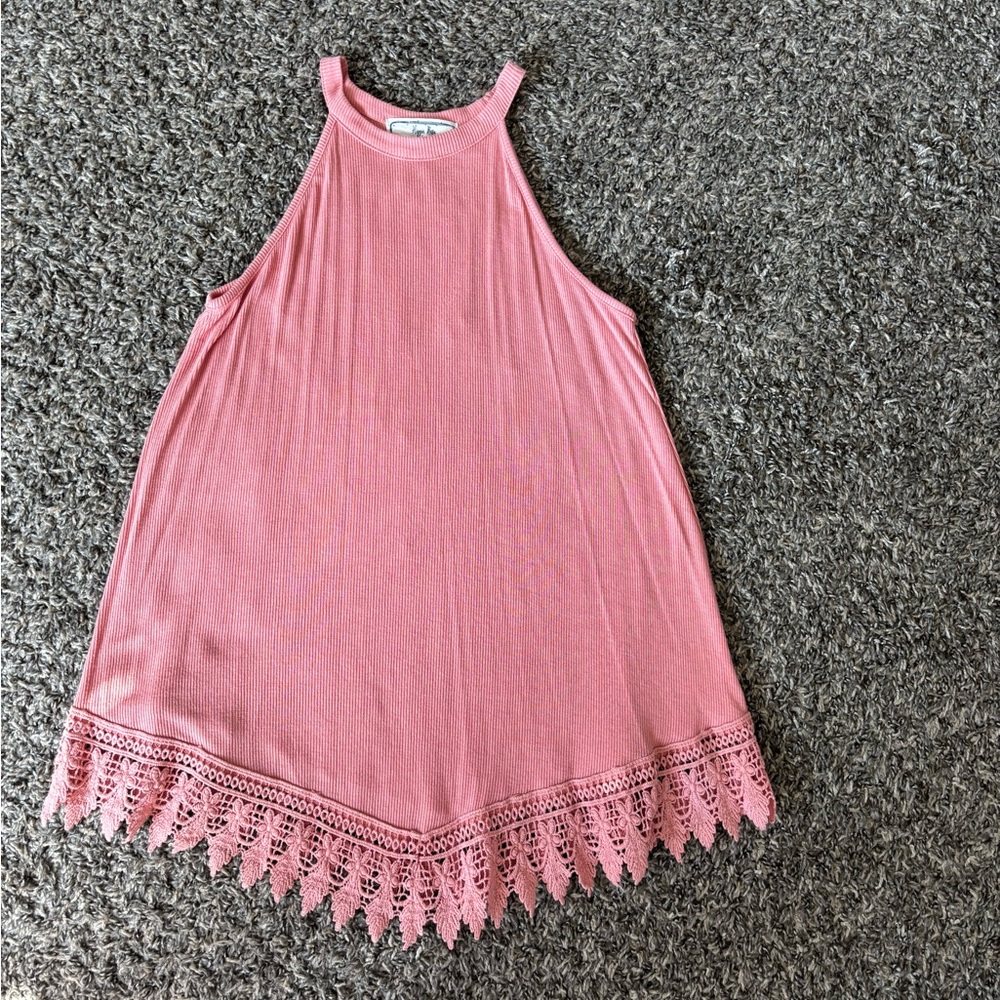 Hippie Rose Pink Asymmetrical Pleated Tank Top